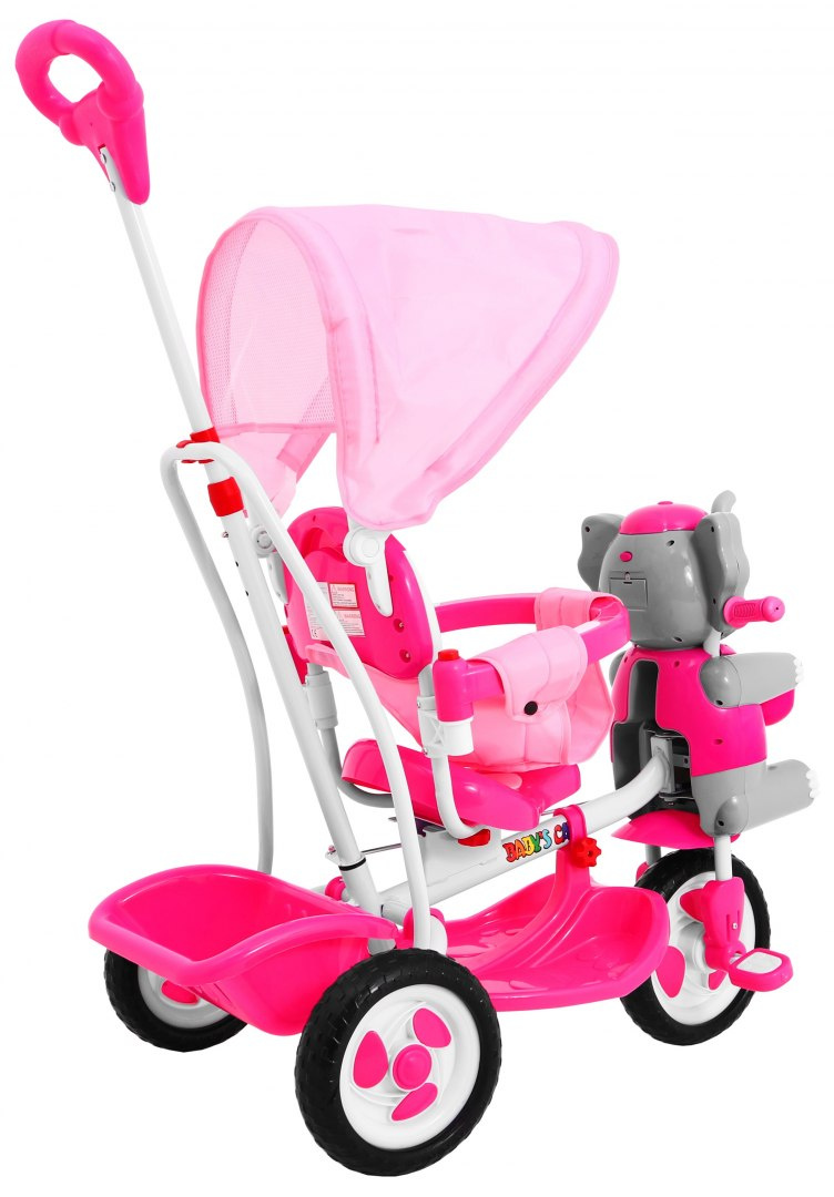 3-kolesový bicykel Happy Elephant Pink – Obrázok 5