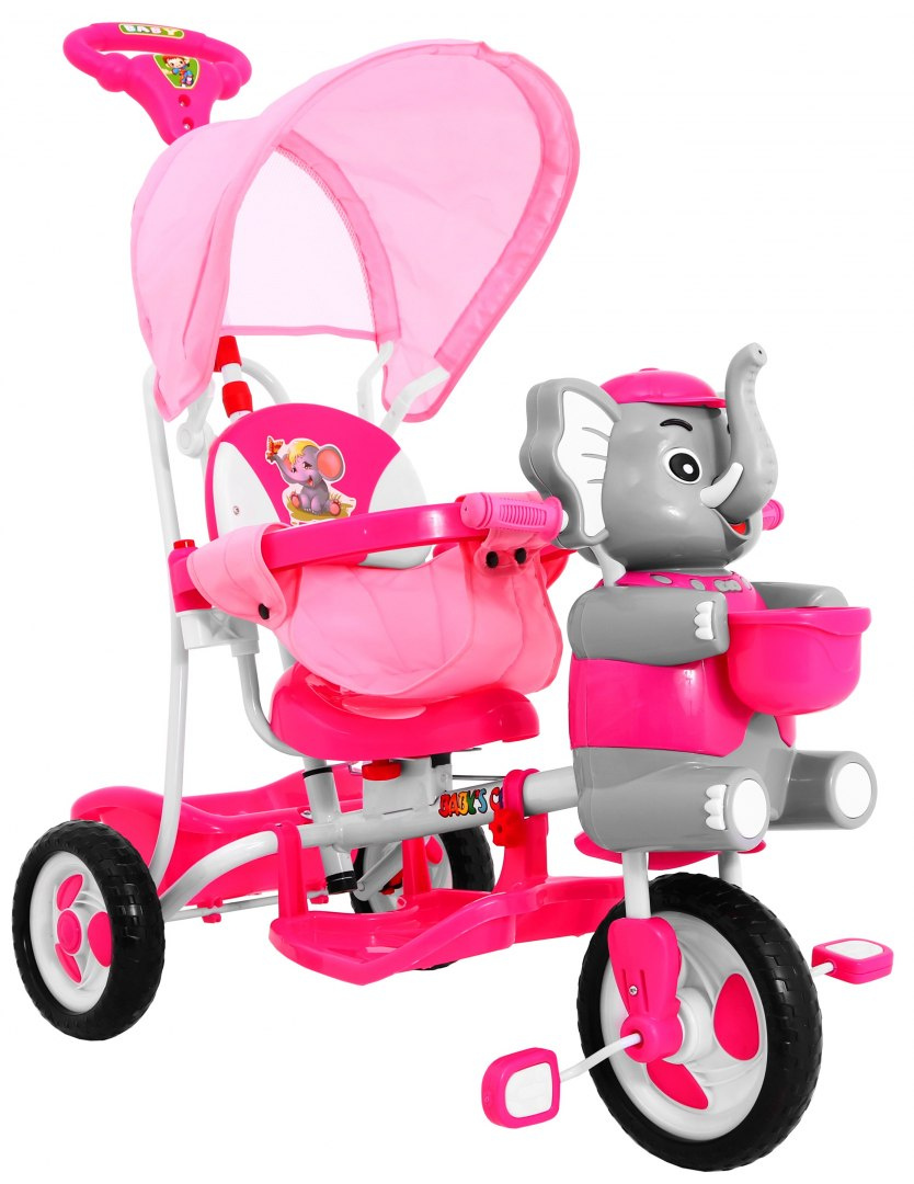 3-kolesový bicykel Happy Elephant Pink – Obrázok 6