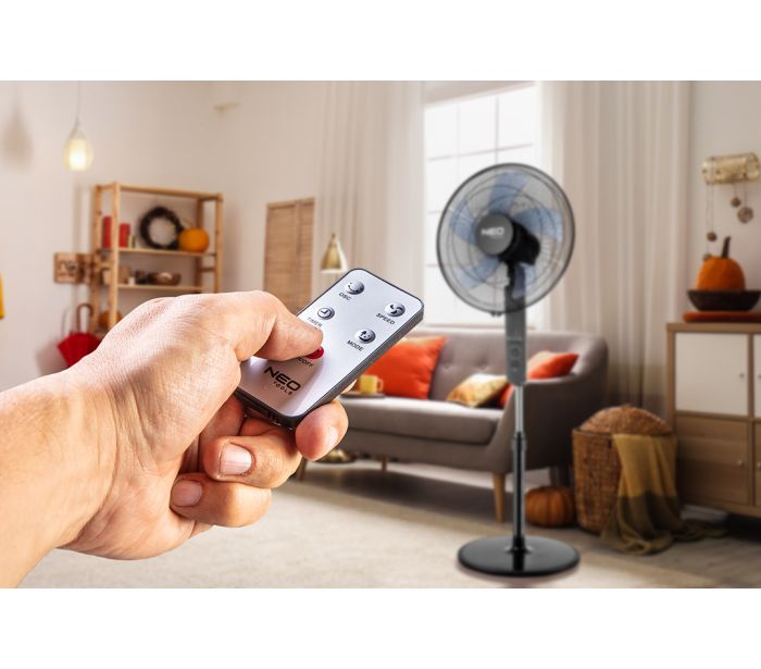 Podlahový ventilátor 45W, priemer. 40 cm, 3 rýchlosti, oscilácia, diaľkové ovládanie – Obrázok 5