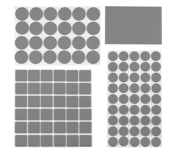 Samolepiace plstené podložky, sivé, 106 ks. – Obrázok 2