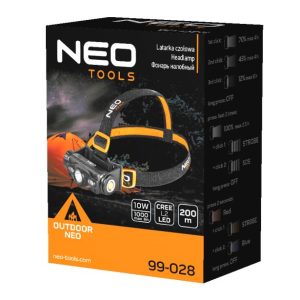 USB dobíjateľný svetlomet 1000 lm červená/modrá CREE LED + LED
