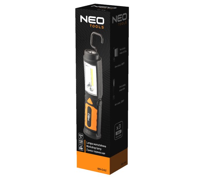 Batériová dielenská lampa 300 lm COB 2 v 1 + batérie 3xAA – Obrázok 4
