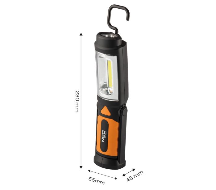 Batériová dielenská lampa 300 lm COB 2 v 1 + batérie 3xAA – Obrázok 3