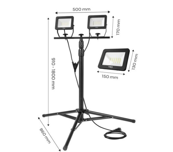 Reflektor dvojitý 2x30W SMD LED 5400lm na stojane 1,8m – Obrázok 12
