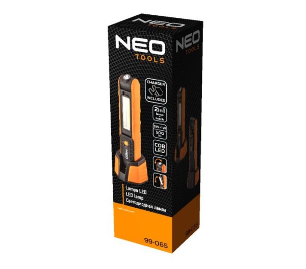 Batériová dielenská lampa 500 lm COB + základňa + nabíjačka – Obrázok 5