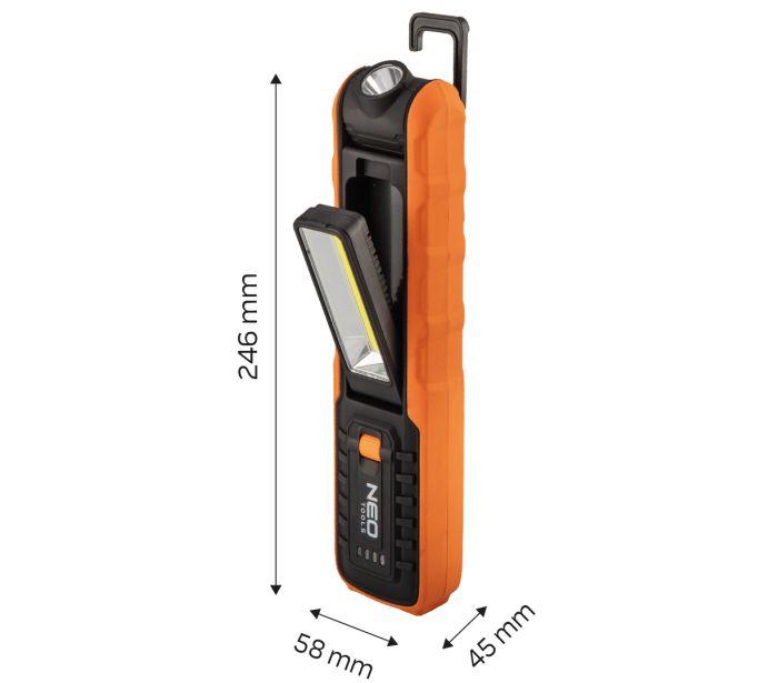 Batériová dielenská lampa 500 lm COB + základňa + nabíjačka – Obrázok 2