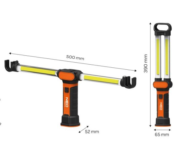 Batériová dielenská lampa 500 lm COB LED – Obrázok 9