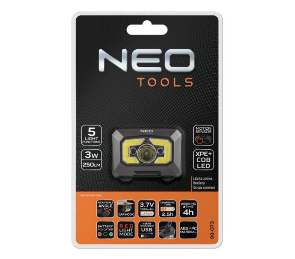 Batéria USB čelovka 250 lm COB LED + senzor pohybu – Obrázok 13