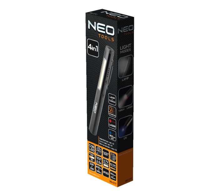 Inšpekčná lampa 450 lm COB LED + laser + UV + 4 v 1 baterka – Obrázok 8