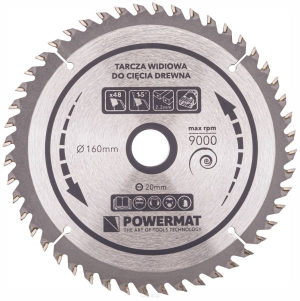 Kotúč na drevo TDD-160x20x48Z - POWERMAT PM0880 – Obrázok 6