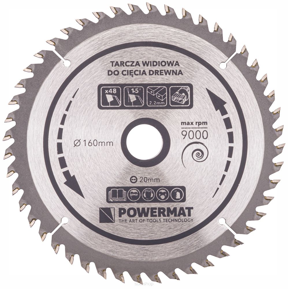 Kotúč na drevo TDD-160x20x48Z - POWERMAT PM0880 – Obrázok 6