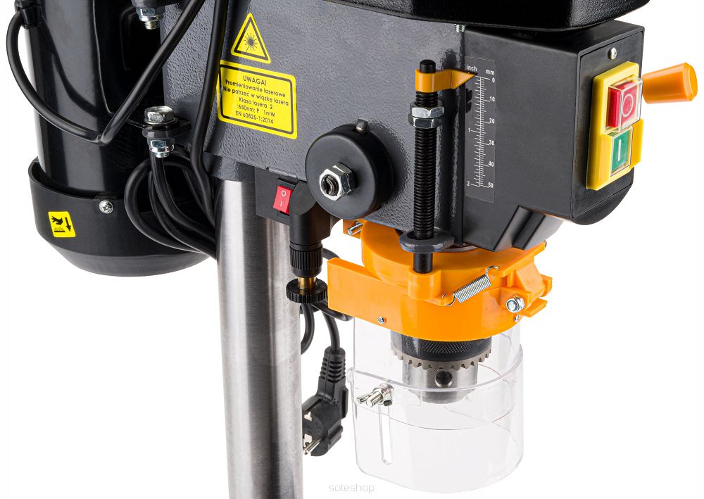 Stolová stojanová vŕtačka 1600W zverák+laser | PM-WS-1600M – Obrázok 9