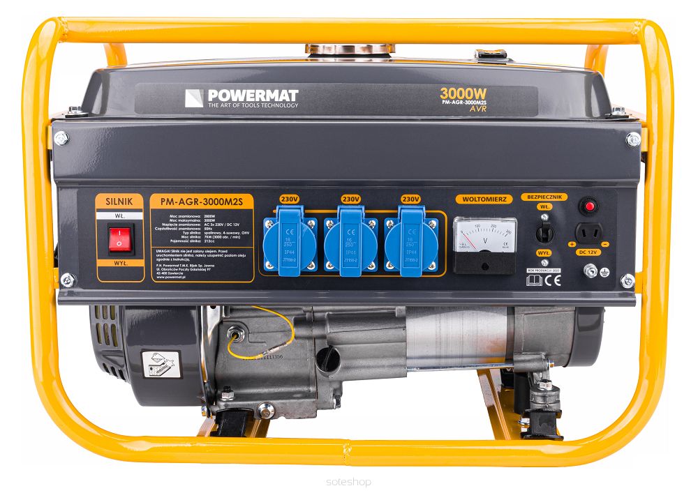 GENERÁTOR PRÚDU ELEKTROCENTRÁLA AVR 230V 3000W, POWERMAT PM-AGR-3000M2S PM1197
