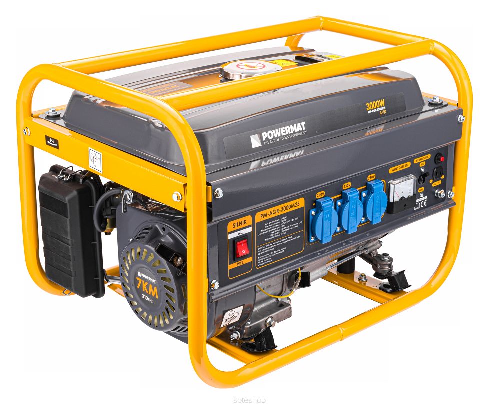 GENERÁTOR PRÚDU ELEKTROCENTRÁLA AVR 230V 3000W, POWERMAT PM-AGR-3000M2S PM1197 – Obrázok 3