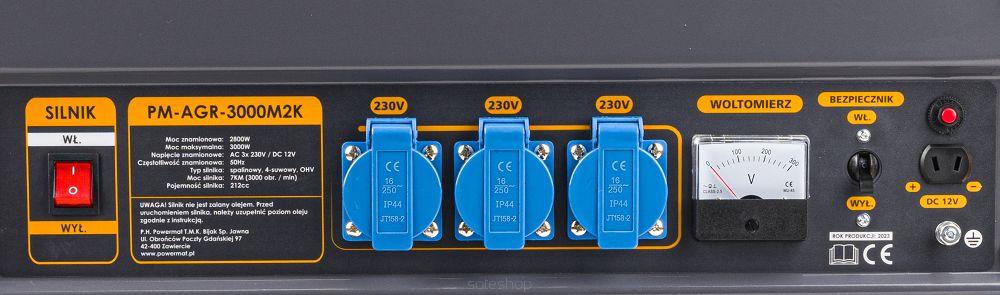 GENERÁTOR PRÚDU ELEKTROCENTRÁLA AVR 230V 3000W + KOLIESKA, POWERMAT PM-AGR-3000M2K PM1198 – Obrázok 8