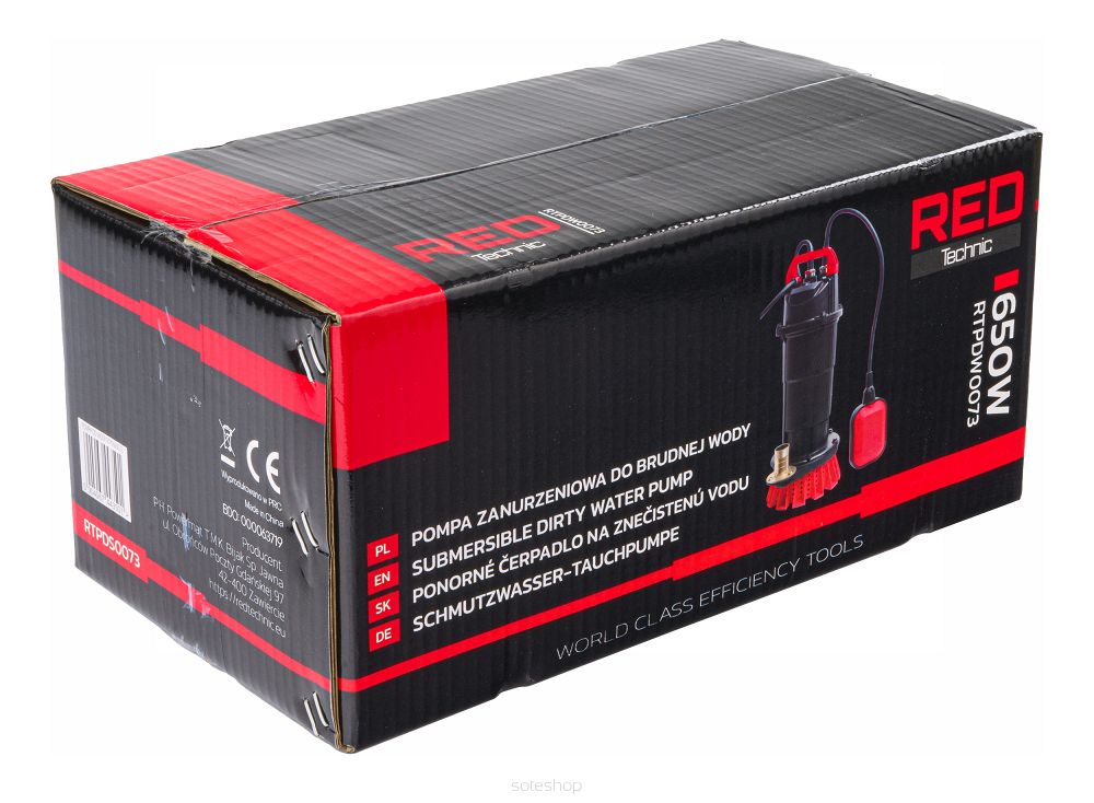 Ponorné čerpadlo s plavákom RTPDW0073, 650W, 8000 l/h | RED TECHNIC – Obrázok 6