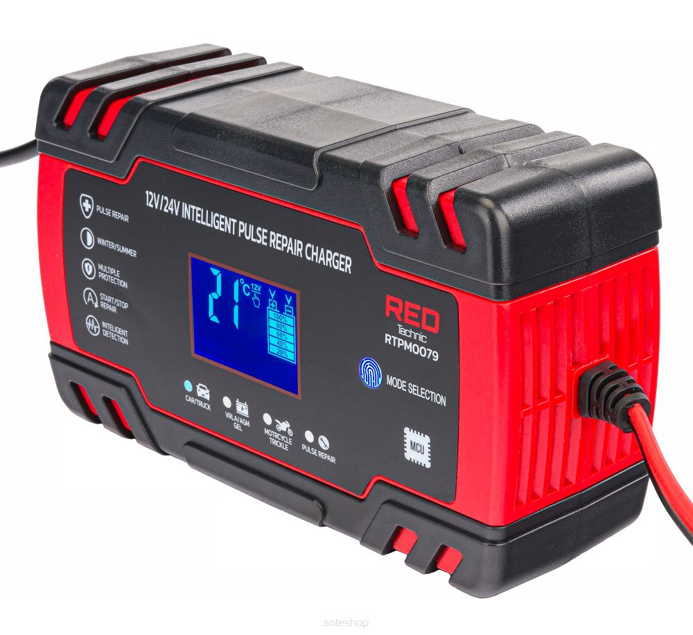 Nabíjačka mikroprocesorová RTPM0079, 12V/24V | RED TECHNIC – Obrázok 2