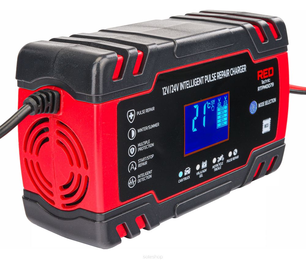 Nabíjačka mikroprocesorová RTPM0079, 12V/24V | RED TECHNIC – Obrázok 5