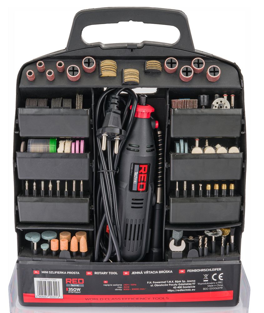 Mini brúska s príslušenstvom RTSPT0047, 300 dielov, 350 W | RED TECHNIC – Obrázok 2