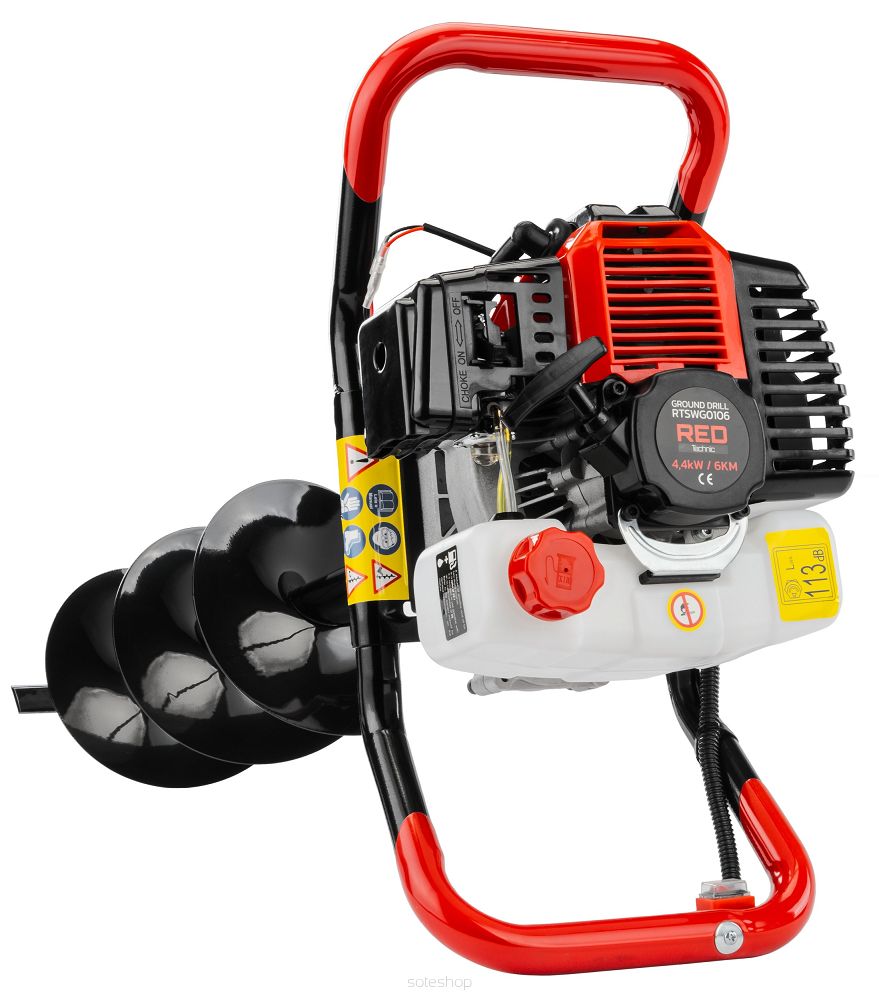 Benzínový zemný vrták + 3 vrtáky, 4,41 kW | RED TECHNIC