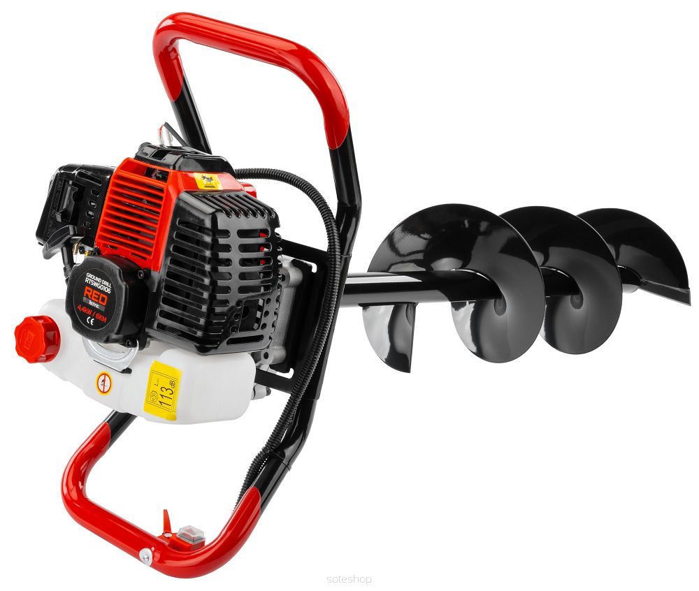 Benzínový zemný vrták + 3 vrtáky, 4,41 kW | RED TECHNIC – Obrázok 5