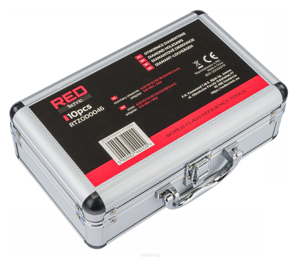 Sada diamantových korunkových vrtákov RTZOD0046, 9 ks | RED TECHNIC – Obrázok 11