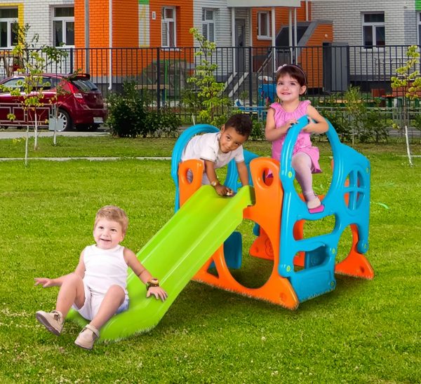 FEBER Veľké detské ihrisko Activity Center Šmýkačka 100 cm lezecká stena Tvary – Obrázok 3