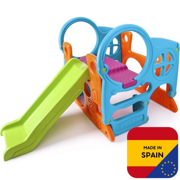 FEBER Veľké detské ihrisko Activity Center Šmýkačka 100 cm lezecká stena Tvary – Obrázok 7