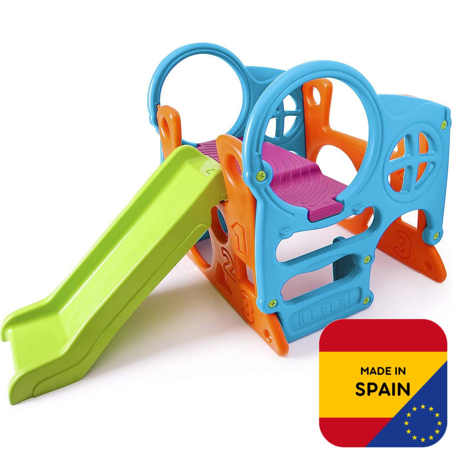 FEBER Veľké detské ihrisko Activity Center Šmýkačka 100 cm lezecká stena Tvary – Obrázok 7
