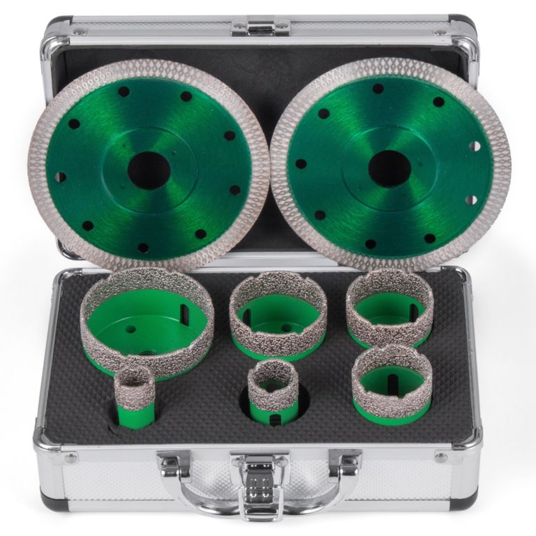 Sada 6 Ks Diamantových Vykružovacích Vrtákov (20mm-68mm) + 2 Kotúče (125mm) – Obrázok 2
