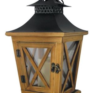 Lampáš MagicHome LW8680, 19x19x36 cm, LED, 3xAA, drevo