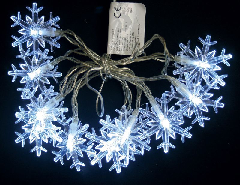 Reťaz MagicHome Vianoce SnowFlake, 10 LED studená biela, jednoduché svietenie, 2xAA, IP20, interiér, osvetlenie, L-0,90 m – Obrázok 2