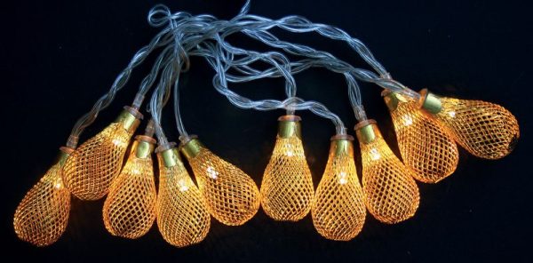 Reťaz MagicHome Vianoce Lantern Ball, zlatá, 2xAA, osvetlenie, interiér – Obrázok 2