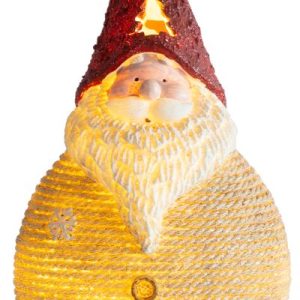 Postavička MagicHome Vianoce, Santa okrúhly stredný, LED, polyresin, 3xAAA, 28,5 cm