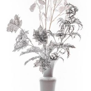Vetvička MagicHome Vianoce, MoneyPlant.White, biela, 56x107 cm