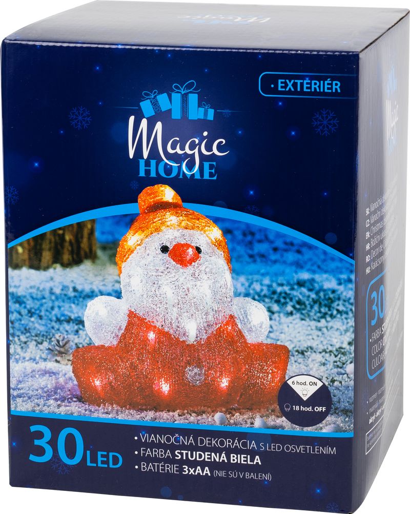 Dekorácia MagicHome Vianoce, Santa klaus, 30 LED, časovač, akryl, 3xAA, IP44, exteriér, 24x21x24 cm – Obrázok 2