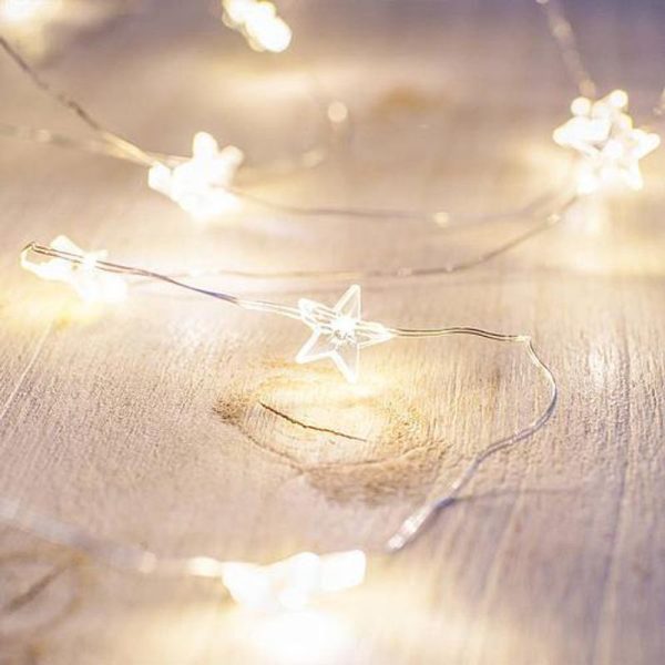 Reťaz MagicHome Vianoce Micro Star, 20 LED teplá biela, jednoduché svietenie, 3xAA, interiér, osvetlenie, L-1,90 m – Obrázok 3