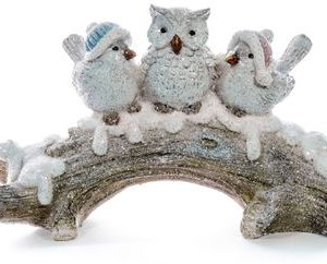 Dekorácia MagicHome Vianoce, Vtáčiky na konári, polyresin, 31x9,5x16,5 cm