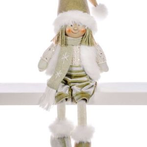 Dekorácia MagicHome Vianoce, Chlapček v zlatom, sediace, 33 cm