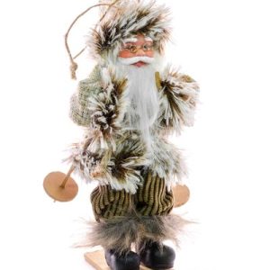 Dekorácia MagicHome Vianoce, Santa na lyžiach, závesný, 18 cm