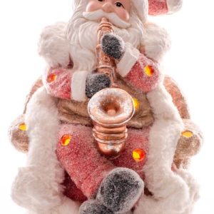 Dekorácia MagicHome Vianoce, Santa so saxafónom, LED, 3xAAA, 28x27x36 cm