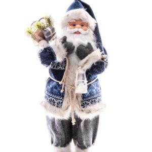 Dekorácia MagicHome Vianoce, Santa s batohom a lampášom, 60 cm