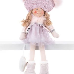 Dekorácia MagicHome Vianoce, Deti, ružové, sediace, 22 cm