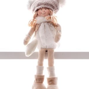 Dekorácia MagicHome Vianoce, Deti, biele, sediace, 22 cm