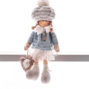 Dekorácia MagicHome Vianoce, Deti, modré, sediace, 22 cm