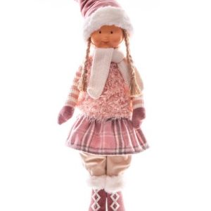 Dekorácia MagicHome Vianoce, Dievča, ružové, 75 cm