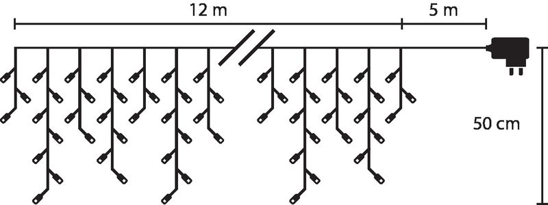 Reťaz MagicHome Vianoce Icicle, 480 LED teplá biela, cencúľová, jednoduché svietenie, 230 V, 50 Hz, IP44, časovač, exteriér, osvetlenie, L-12 m – Obrázok 4