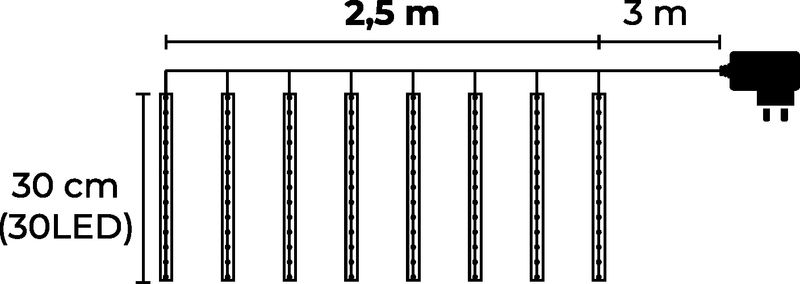Reťaz MagicHome Vianoce Icicle, 240 LED studená biela, 8 cencúľov, vodopádový efekt, 230 V, 50 Hz, IP44, exteriér, osvetlenie, L-2,50 x 0,30 m – Obrázok 2