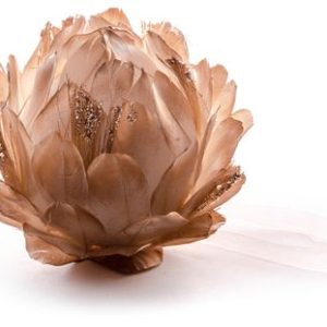 Dekorácia MagicHome Vianoce Flower, zlatá, závesná, páperová, 10 cm