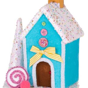 Dekorácia MagicHome Vianoce Candy Line, domček, modrý, 19x27 cm